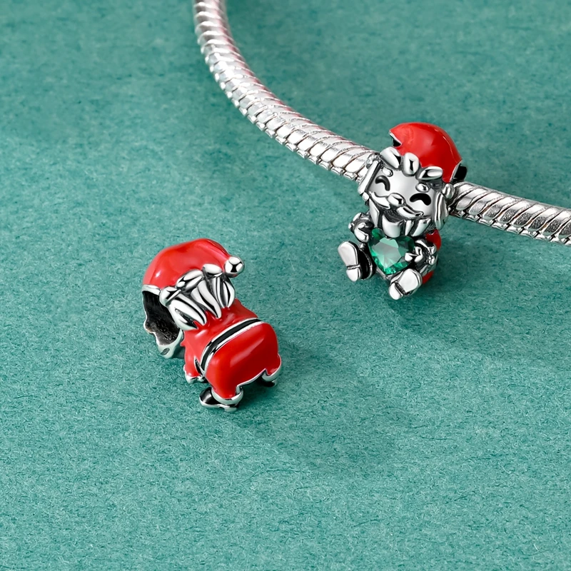 925 Sterling Silber Charm Weihnachtsmann Rentier Schneemann Winter Perlenanhänger Passend für Original Armband Armreif Luxus Schmuck – Detail 17