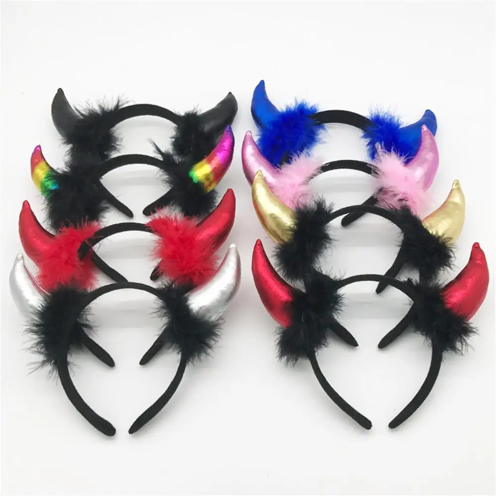 Funny Devil Ears Headband Horns Ear Children Headbands Cosplay Halloween Party Adults Decoration Props Fluffy Plush Hair Hoops