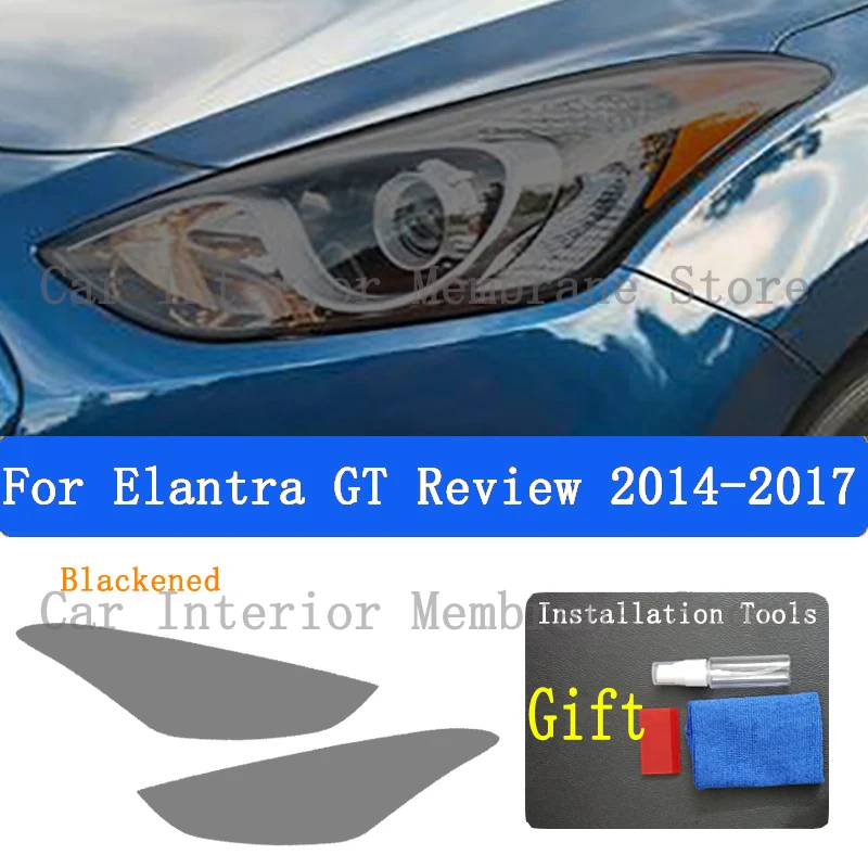 For Elantra GT Review 2014-2017 Car Exterior Headlights Anti-Scratch Protective Film Headlamps Repair Sticker Accessories Refit