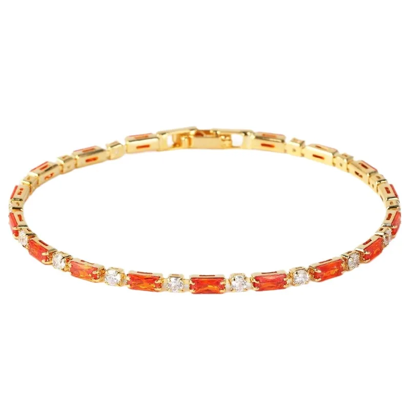 European and American cross-border multi-color zircon bracelet light luxury high-end ins style bracelet jewelry couple fashion