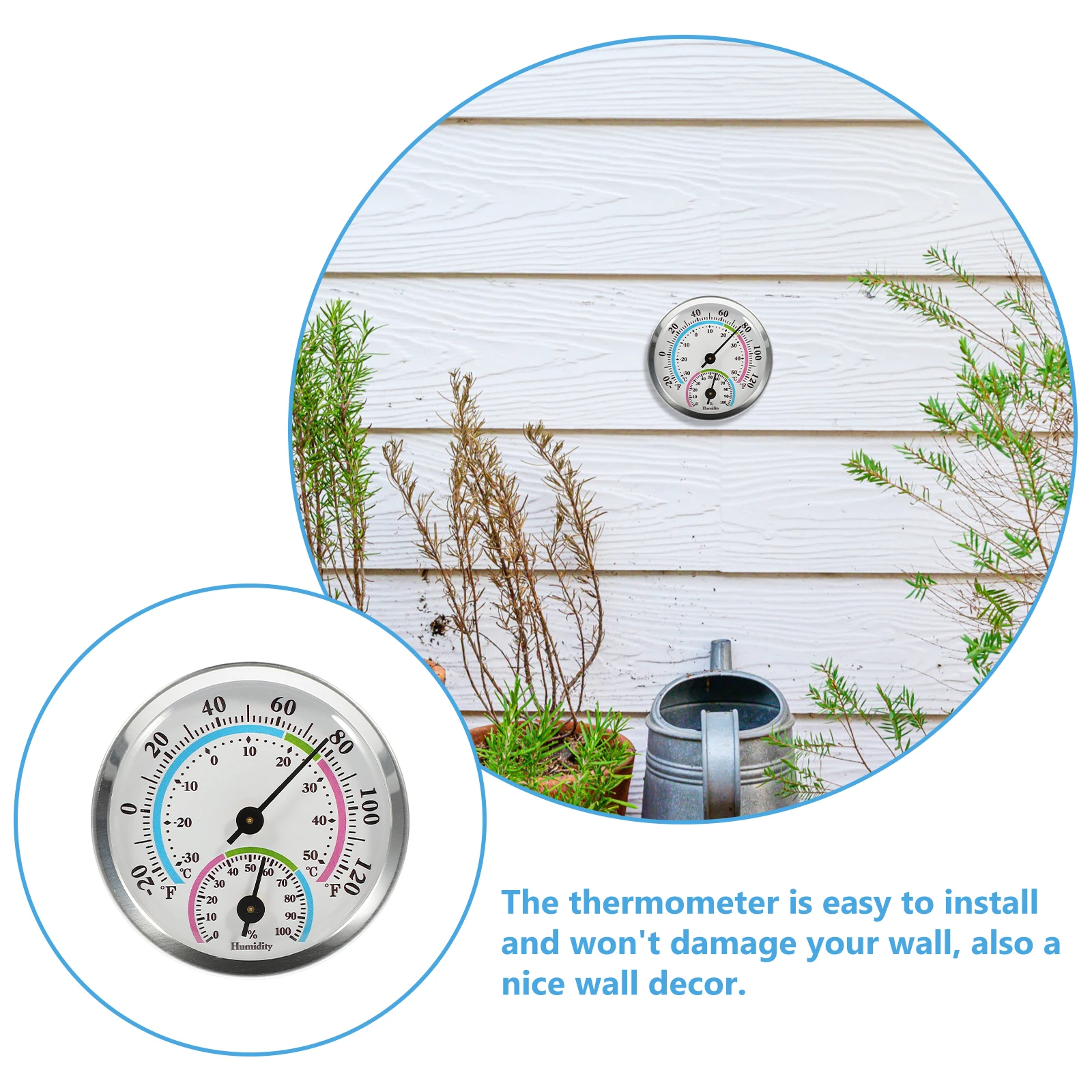 

Sturdy Wall Decor Thermometer Hygrometer Large Numbers Indoor Outdoor Sauna Garden Weather Monitoring Tool Home Hygrometer