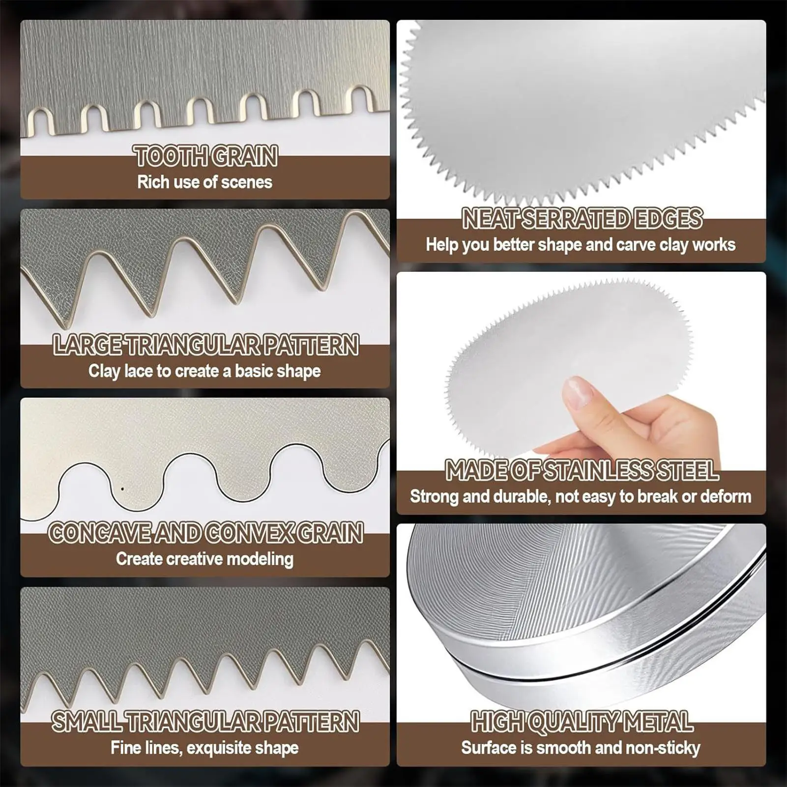 مسننة الضلع الفولاذ المقاوم للصدأ النمذجة أدوات القطع أطقم النحت النمذجة القاطع مكشطة للطلاب المعلمين المتحمسين المنزل