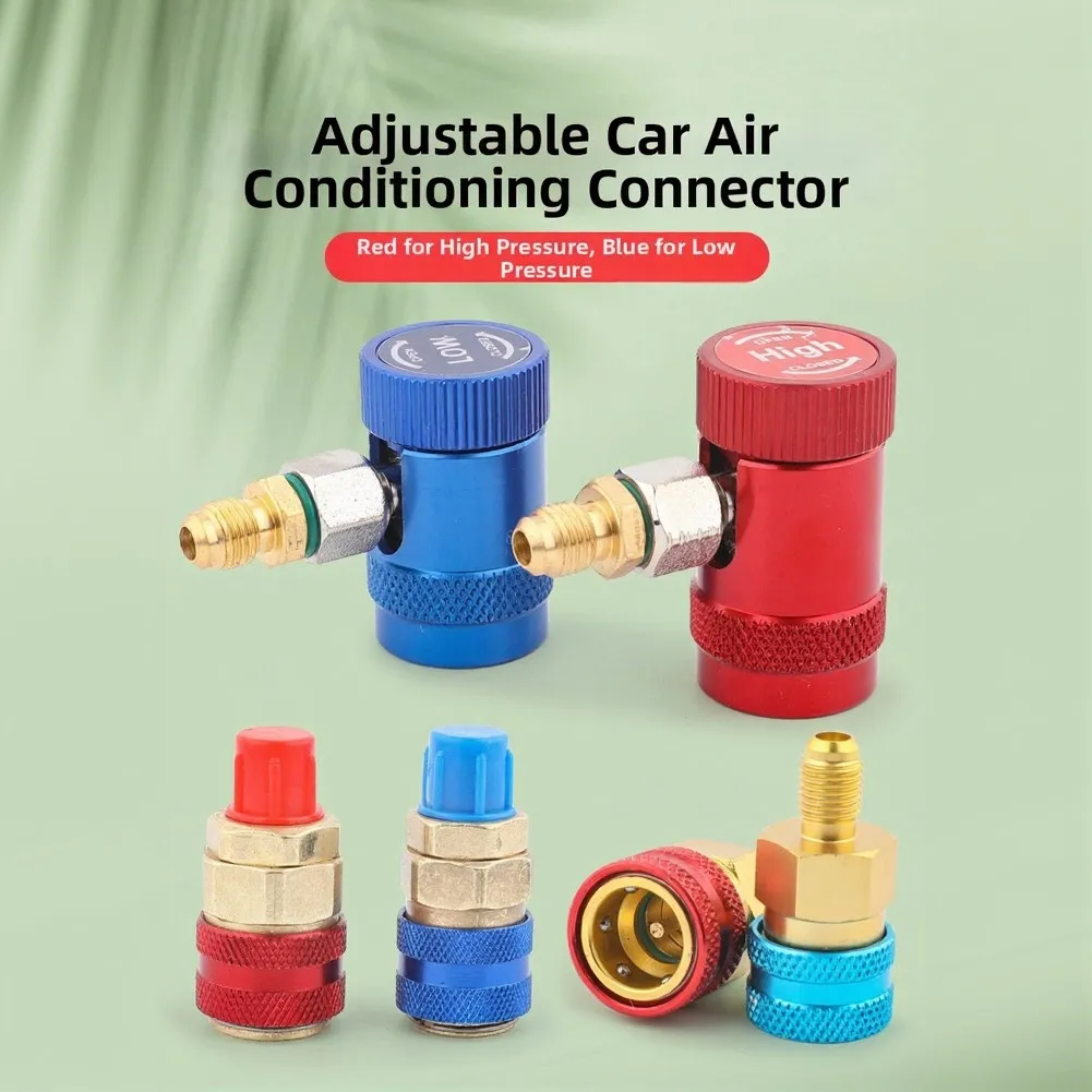 1/4 Inch Adjustable Quick Coupler With Brass Valves Quick Coupler Set For R134a And For R1234yf For Car Air Conditioning Repair