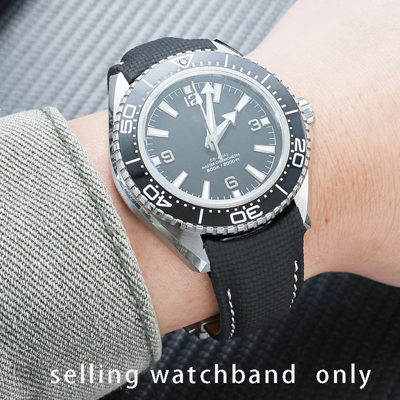 

Новый изогнутый ремешок для часов OMEGA Seamaster 600 Quarter Orange Ocean Universe из фторкаучука с кожаной нижней частью, 21 мм.