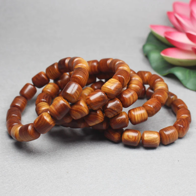 

Aged cypress wood barrel bracelet men, black oil old material Buddhist beads, wooden cultural ornaments for c