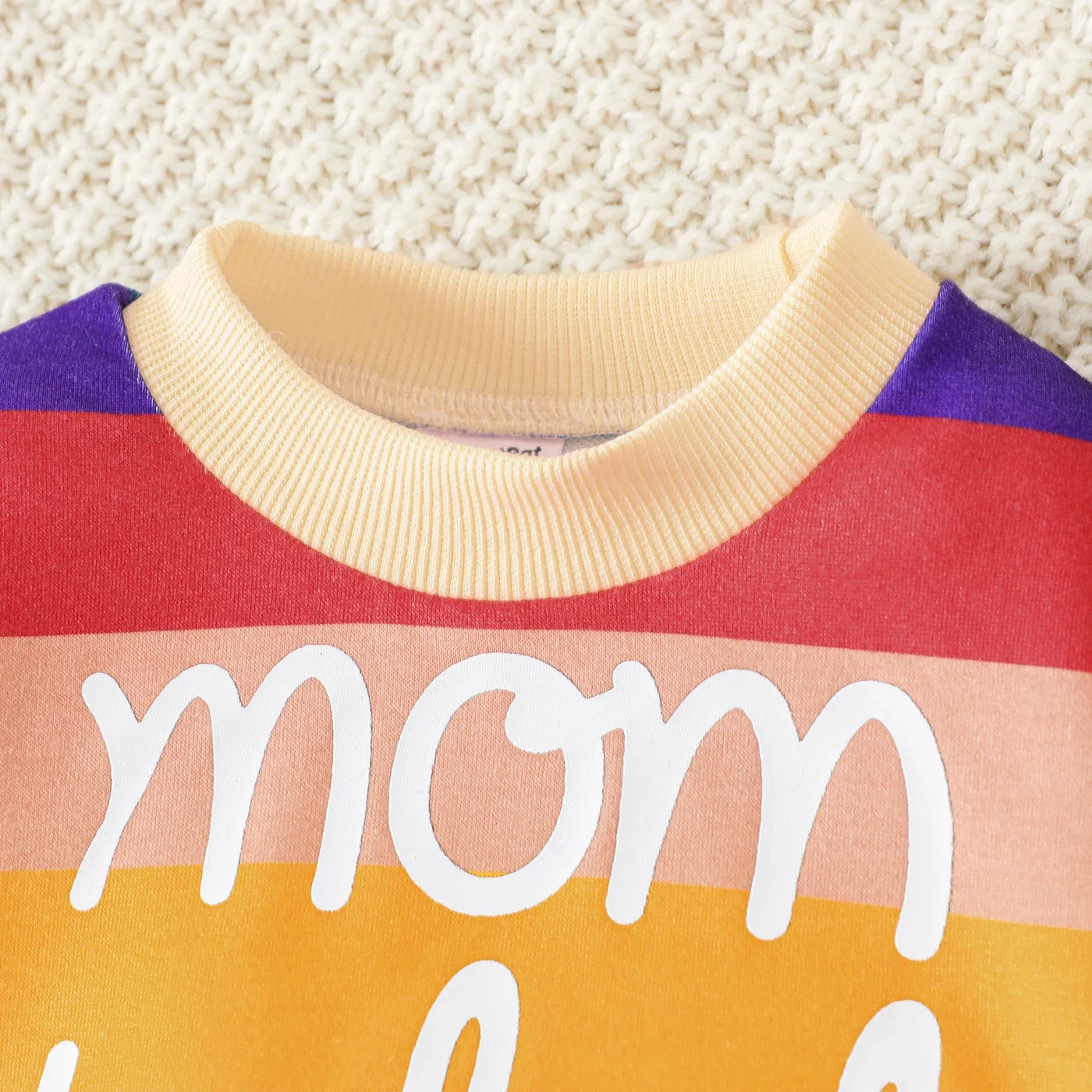 PatPat Baby Boy/Girl Heart & Letter Print Rainbow Colorblock Long-sleeve Sweatshirt Casual/Outdoor Positioning print