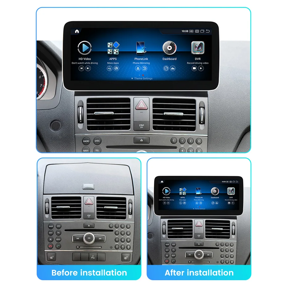 Snapdragon680 Android All in one For Benz C Class Benz W204 2008 2009 2010 NTG 4.0 Wireless Carplay Car Radio Multimedia Player