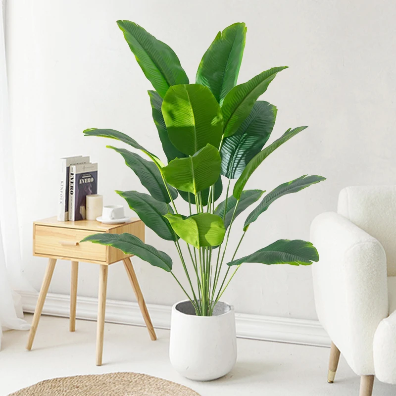 1 unidad de plantas artificiales, palmera Tropical grande, plantas de plátano falsas, hojas de plástico de tacto Real Monstera para decoración de fiesta en el jardín del hogar