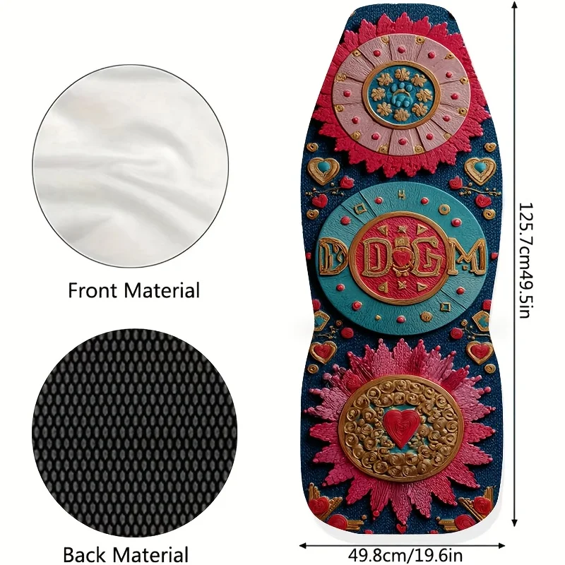 2pcs Bohemian Style Colorful Ring Print Car Seat Covers, Easy-Clean Unisex Front Seat Protectors, Fashionable Car Accessories,