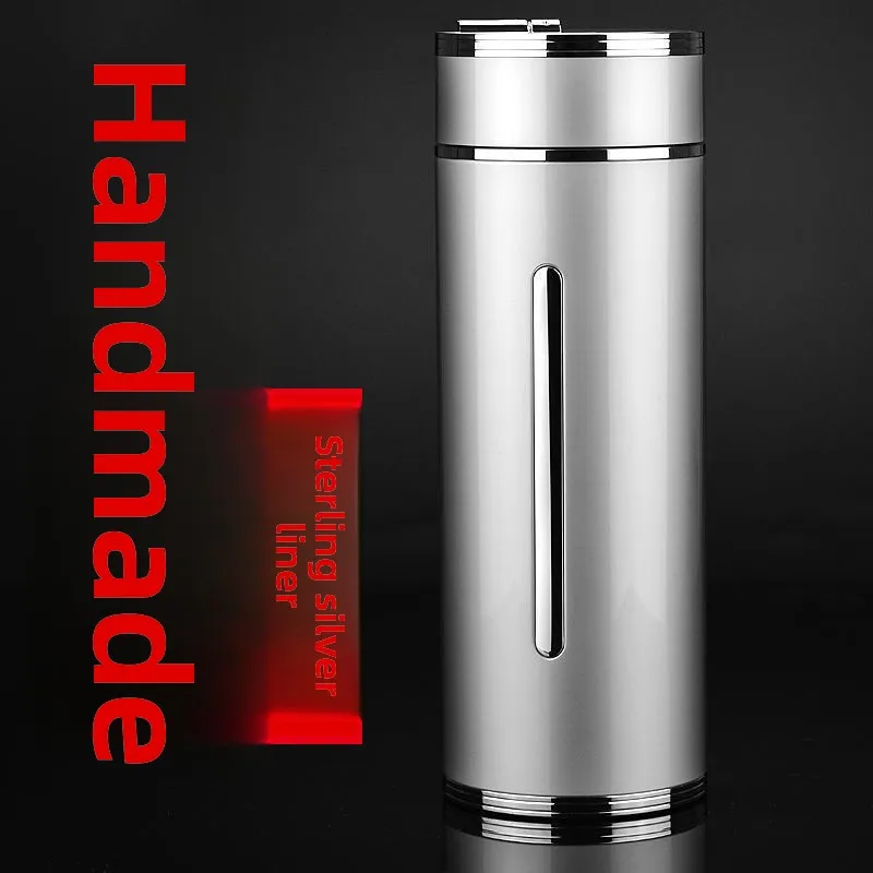 High-end silver-plated inner container insulated cup, large-capacity portable drinking bottle, gift set cup