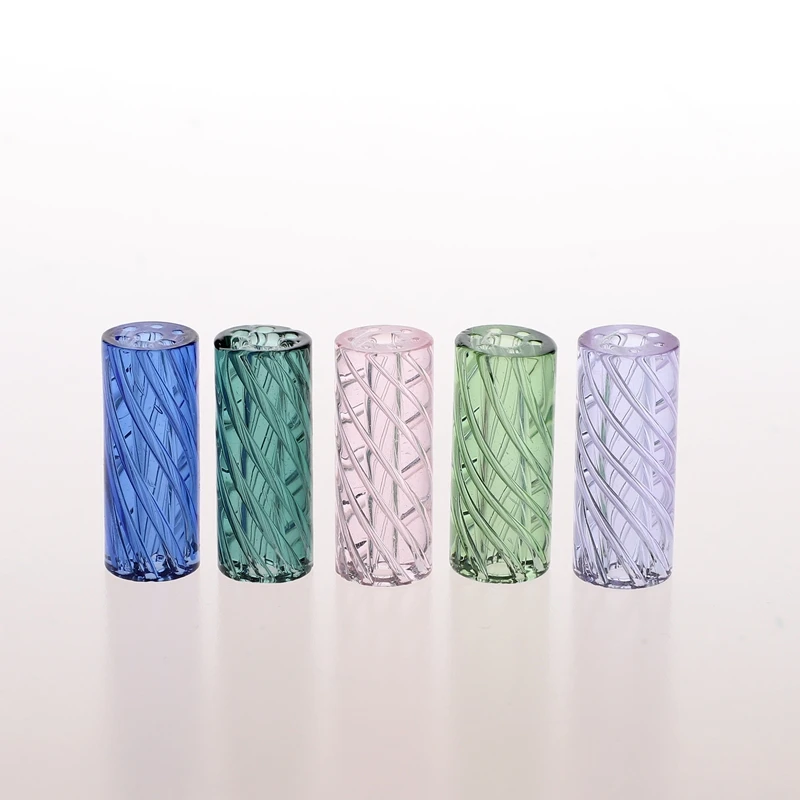 5pcs/box In Stock 7 Holes Spiral Style Green Smoking Glass Tips/Glass Filter Tip with Holes Box Set For Smoking Accessories