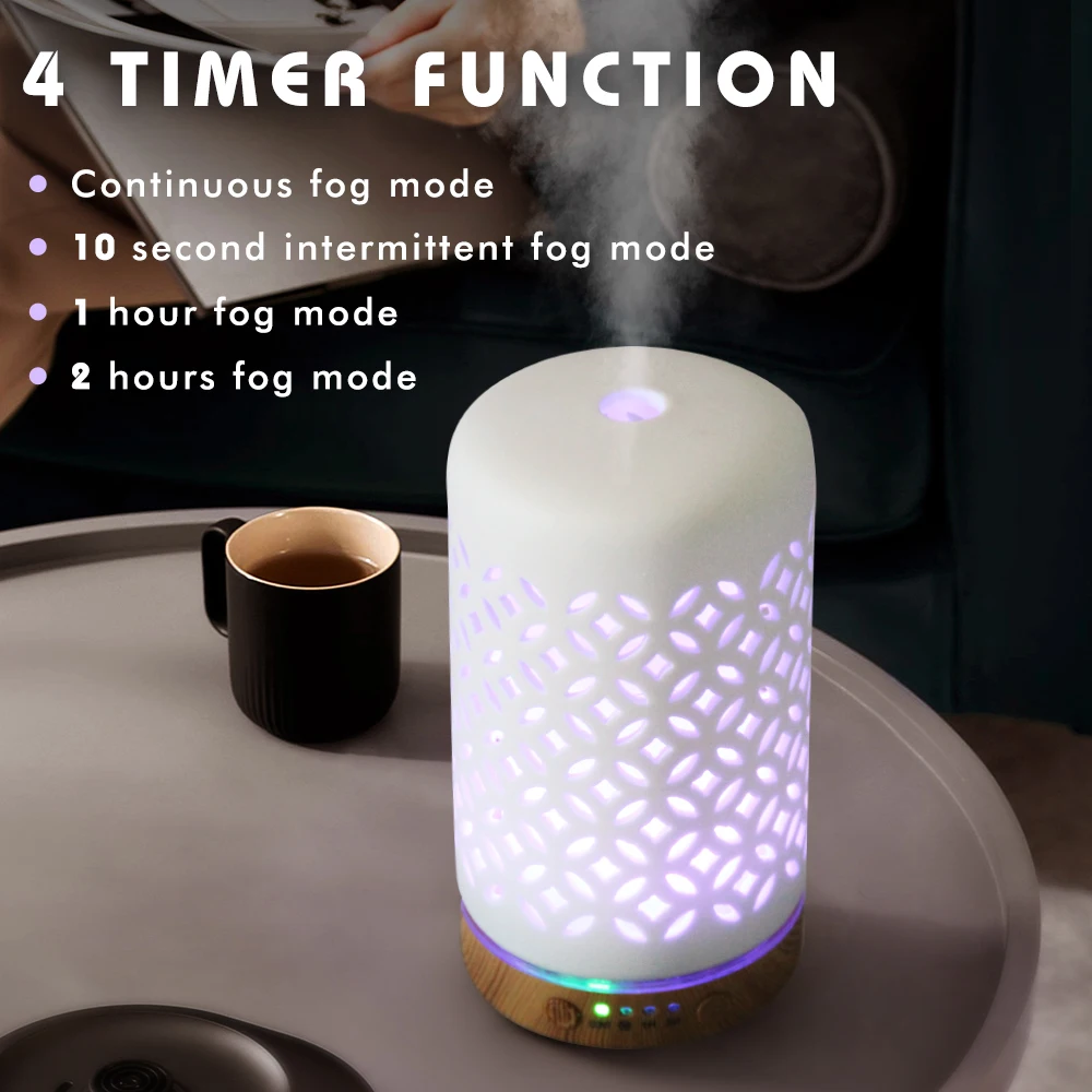 100ml 아로마 디퓨저 코인 초음파 가습기 타이머 기능 향기 디퓨저 룸 프래그런스 디퓨저 LED 조명 포함