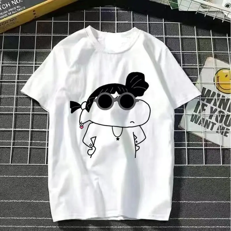 Cute Kawaii Crayon Shin-Chan Oversize T-Shirt Summer Anime Shin-Chan Cartoon T-Shirt Comfortable Creative Girl Gifts