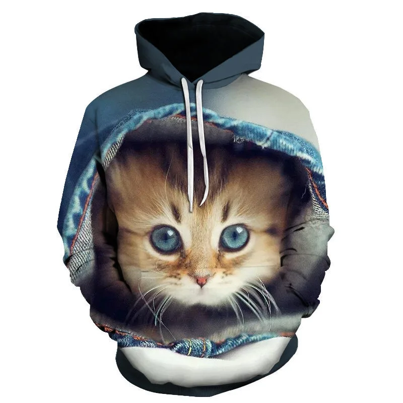 Funny Flying Carpet Cat Pattern Men's Hoodie 3D Print Hooded Long Sleeve Sweatshirt Kid Tracksuits Oversized Streetwear Clothing