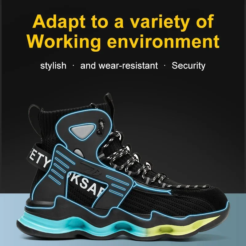 European Plus Size 50 Newest Design Men Wrok Safety Boots Anti-smash Steel Toe Cap Indestructible Construction Industry Shoes