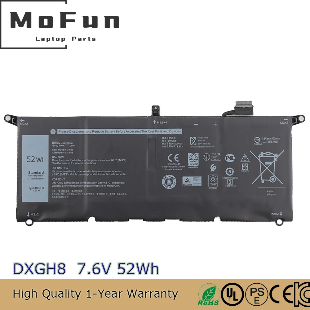 

Новый аккумулятор DXGH8 для XPS 13 9370 9380 Inspiron 13 7390 7391 D1605G D1605S D1705G D1705S D1805G D2905G Latitud 3301 E3301