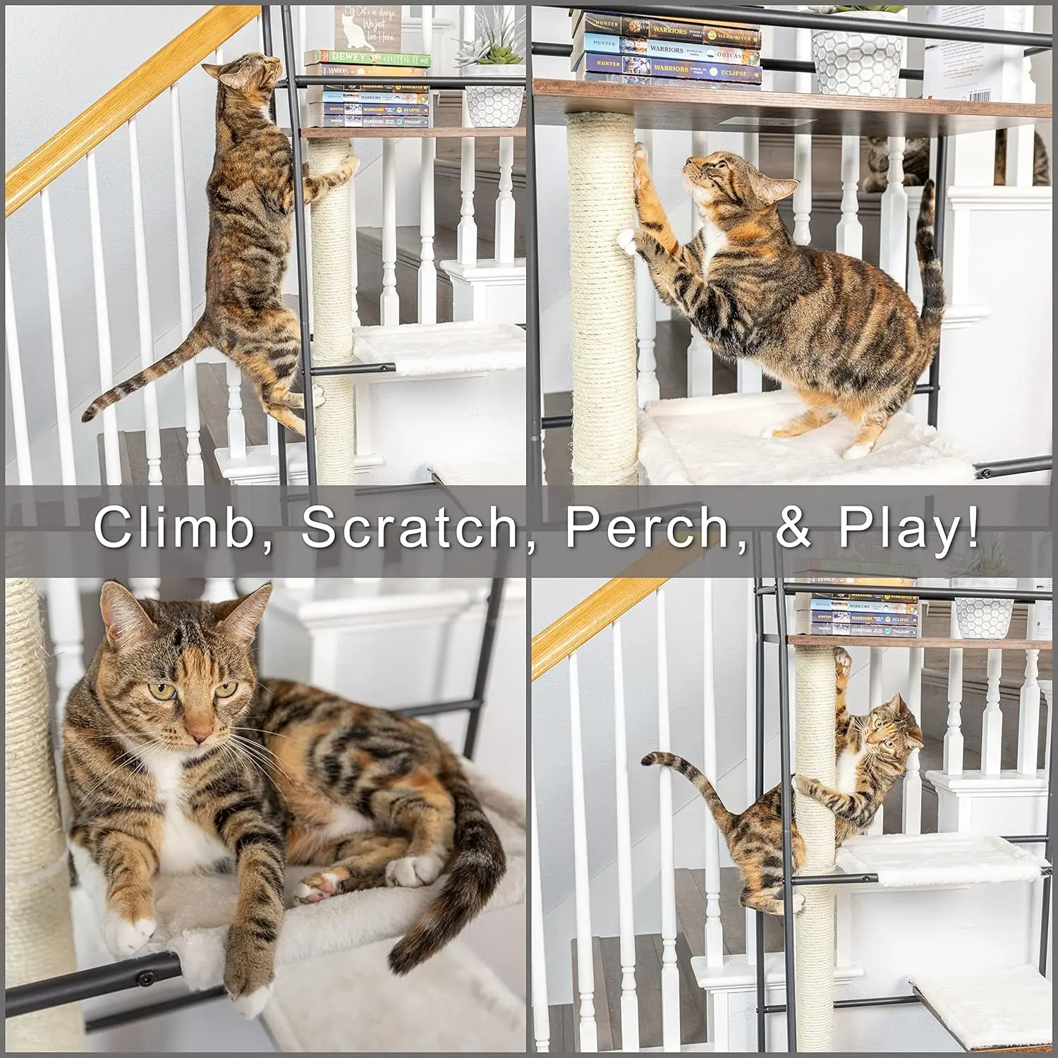 

Cat Climber | Multi-Purpose Pet Furniture w/Tall Scratching Post & Hammock | Multi-Level Cat Scratcher Great