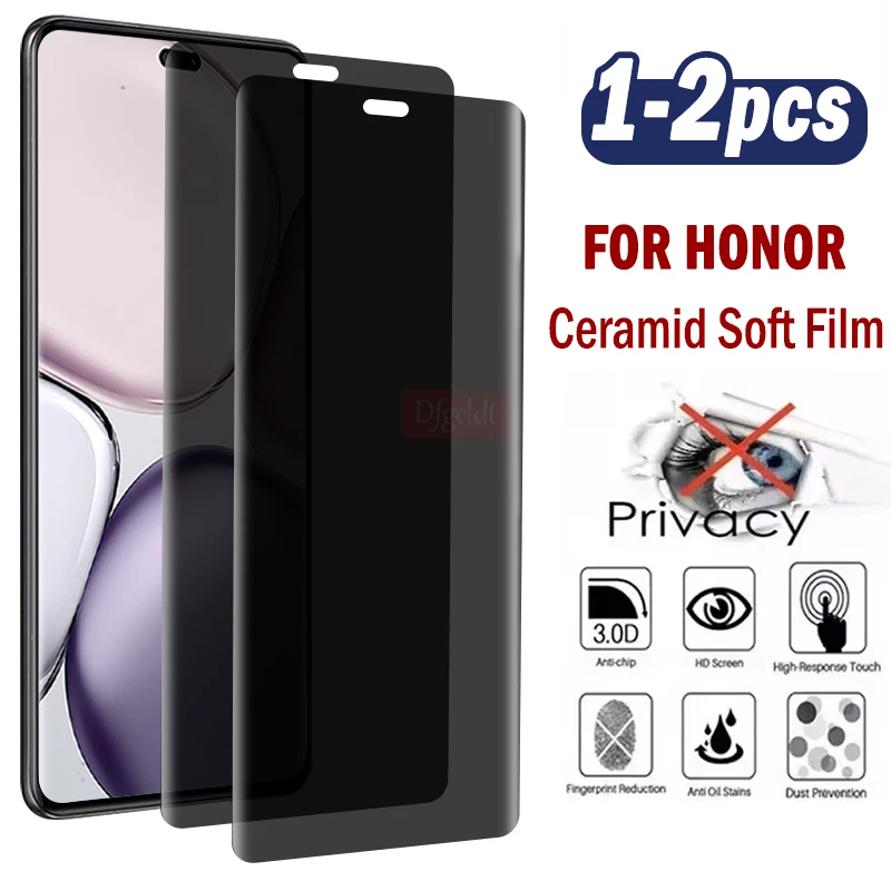 

Керамическая защитная пленка для экрана из 1-2 предметов для Honor X9c X9b X9a X40 X50 GT X60 Pro, изогнутая мягкая антишпионская пленка для Magic7 6 5 Lite