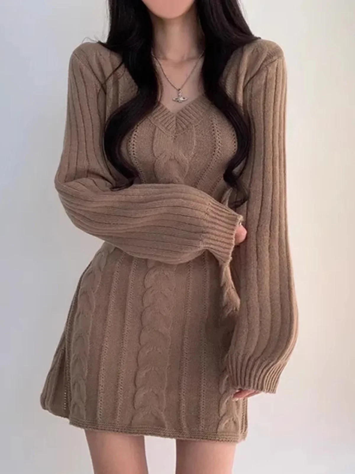 Printemps tricoté Dr femmes coréennes Sle Vintage torsion Ba fendu minceur moulante jupe pull ort jupe a-ligne Dr