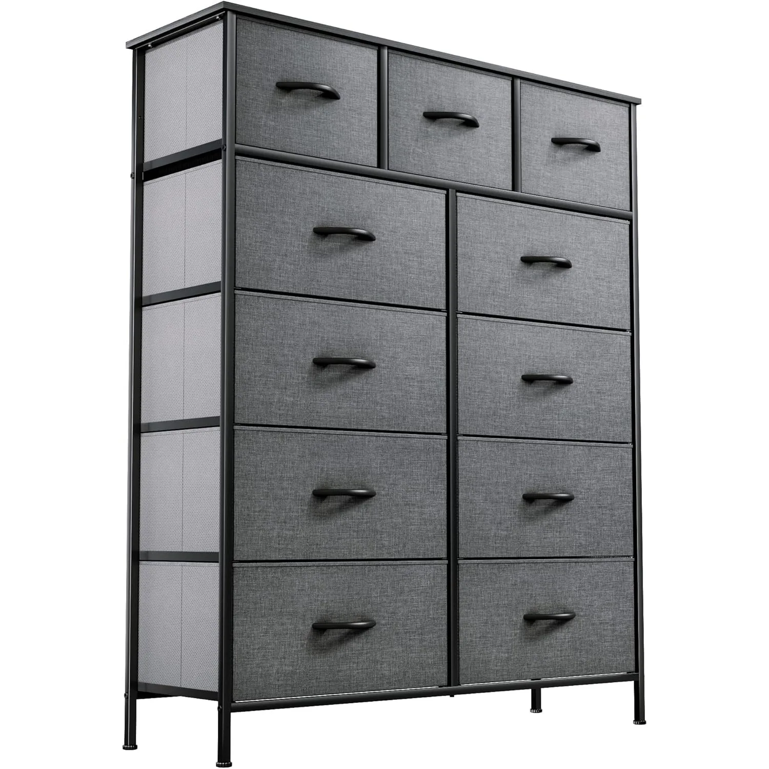 

Fabric Dresser with 11 Drawers, Tall Dresser, Chest of Drawer for Hallway, Sturdy Steel Frame, Wooden Top