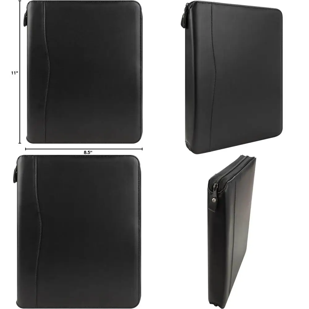 

Leather-Like Zippered Planner with Monarch Size and Black Cover