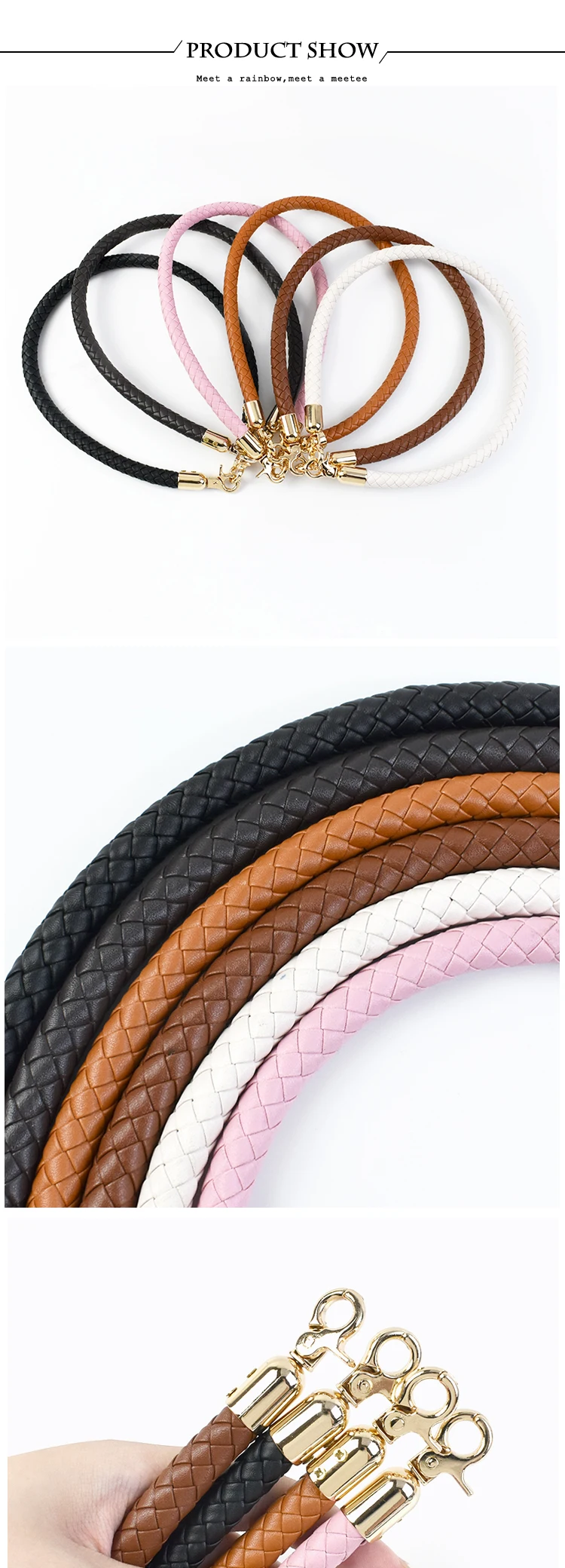 2Pcs 30/40/60mm Bag Handles Colored Replaceable Leather Shoulder Strap Fashion Handbag Weave PU Metal Buckle Accessories
