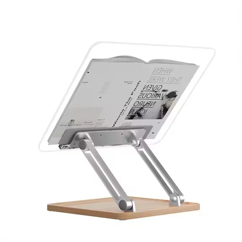 

Hands free wooden flexible height adjustable sturdy lightweight cookbook holder reading desk wood acrylic rotating book