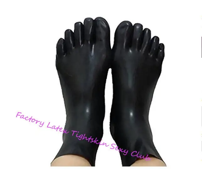 Unisex 5 Toes Latex Socks Short Ankle Fetish for Men Women Wear with Handmade Rubber BodySuit Hood Black ,Red Transparent Flesh