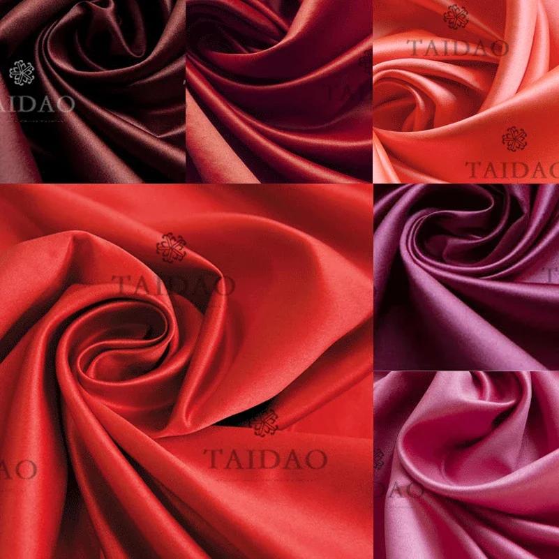 150x100cm Satin Thick Wedding Solid Color Clothes Fabric Curtain Diy Red High Density Lint-free, Wear-resistant Cloth