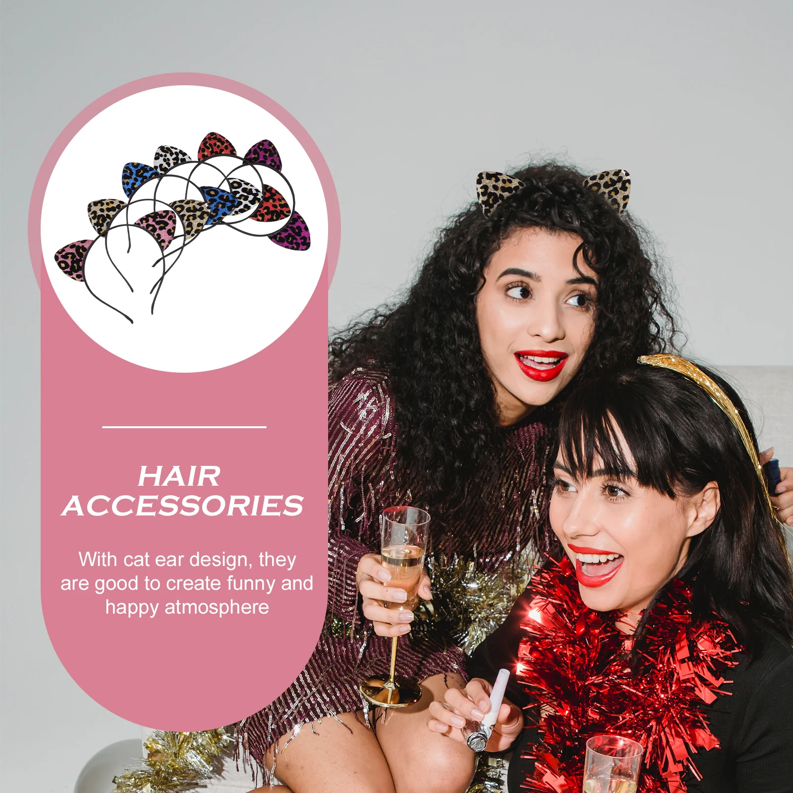 

6 шт., повязки для волос с кошачьими ушками, легкие пушистые повязки на голову для женщин и девочек, вечерние аксессуары для косплея, декор для волос с леопардовым принтом