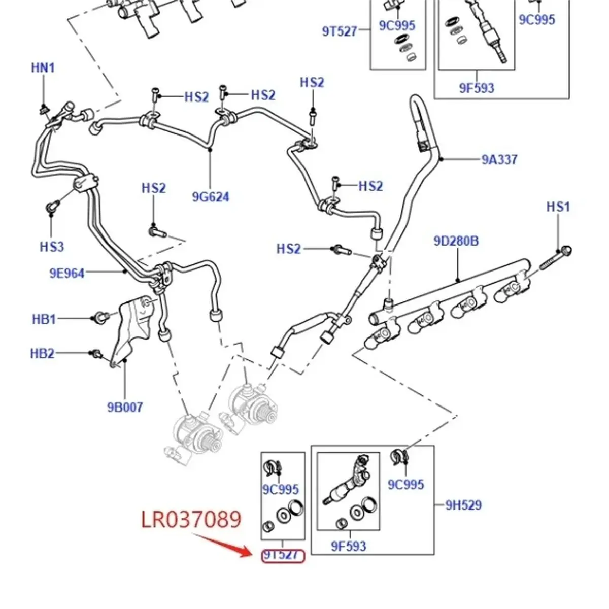 Kit de réparation d'injecteur de carburant AMAW LR037089 pour moteur essence 3.0L V6 5.0L V8 LAND ROVER LR4 RANGE ROVER 10-12 RR SPORT 10-14