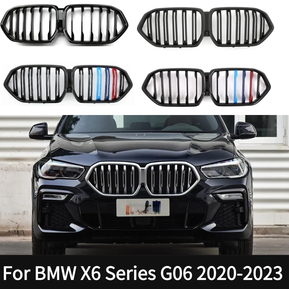 For X6 G06 2020-2023 BMW Front Bumper Kidney Grill Single Double Slat ABS Racing Grille Car Accessory Replacement Auto Part