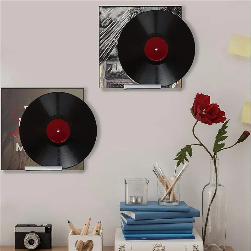 

AONEQ-Clear Vinyl Record Shelf Wall Mount 40 Pack,Acrylic Album Record Holder Display,Vinyl Record Shelf Stand