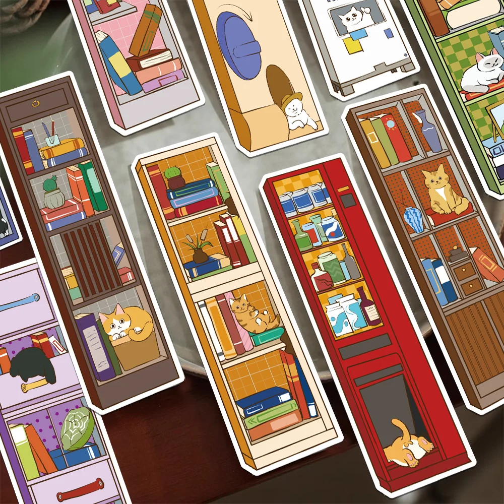 30/60pcs cat bookmark cartoon cabinet decoration reading book marking student creative gift DIY paper card page marker bookmarks