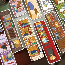 30/60pcs cat bookmark cartoon cabinet decoration reading book marking student creative gift DIY paper card page marker bookmarks