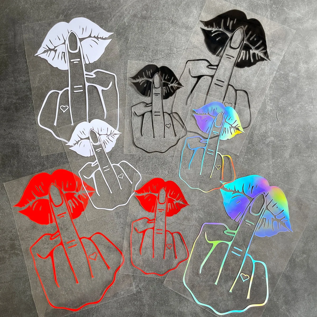 Give You A Kiss Like The Middle Finger - Creative Reflective Vinyl Stickers Motorcycle Modification Stickers