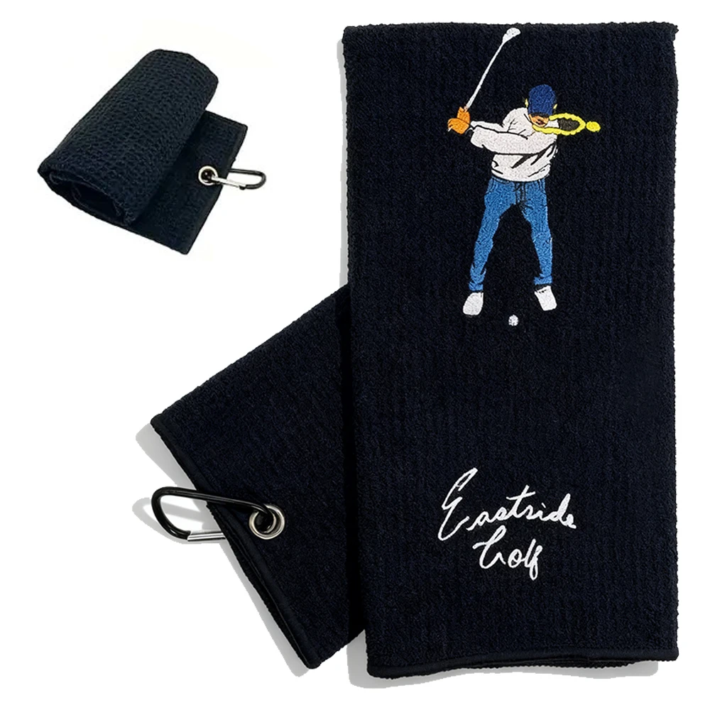 

1pc Golf Towel 40*60cm Clean Golf Clubs Ball Funny Microfiber Premium Soft Absorbent Embroidered Towel Aluminium Clip Golf Bags