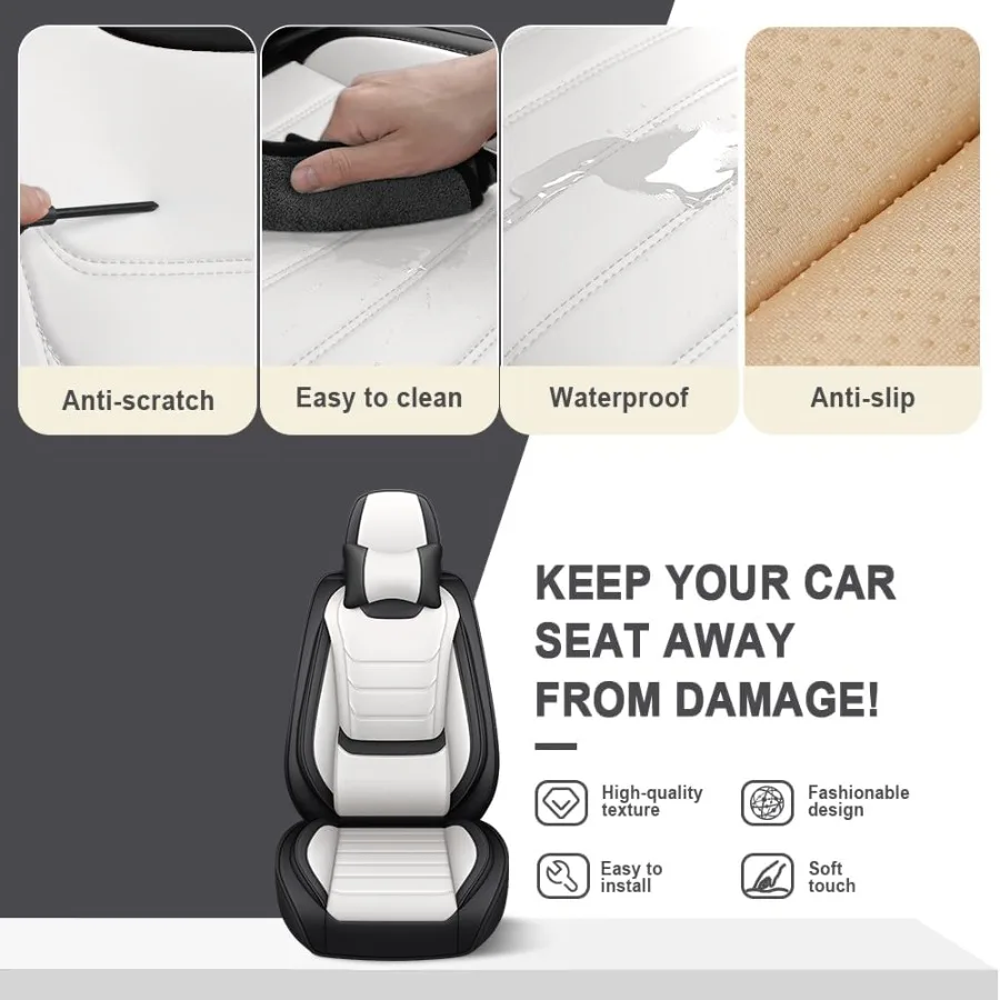 أغطية مقاعد سيارة فاخرة من جلد نابا مقاومة للماء مكونة من 5 مقاعد لسيارة تشيفي كامارو 20002024 قسط مريح مناسب مع وسادة هوائية متوافقة