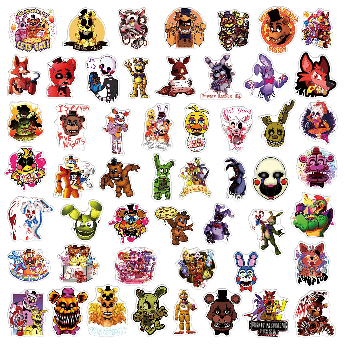 50pcs FNAF Stickers Anime Five Nights At Freddy\'s Animal Bear Foxy Ribbit Waterproof Stickers Kids Christmas Gifts