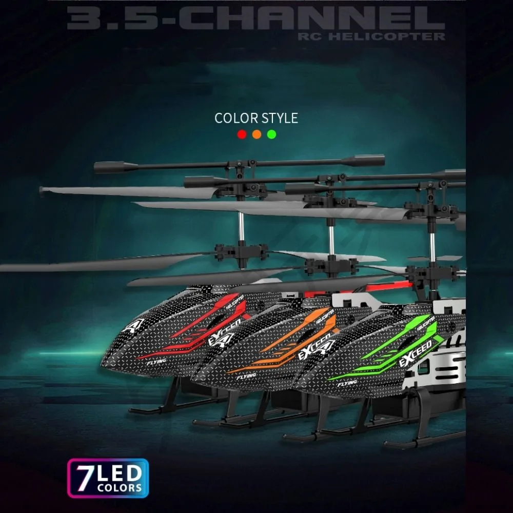 Alloy ABS 7 LED Colors RC Helicopters Red/ Green USB Charging Flying Helicopter High Control Fixed Height Rechargeable