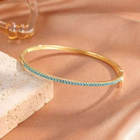 ZAKOL ब्रांड न्यू ब्लू फ़िरोज़ा माइक्रो-इंटैक्ट ज़िरकोन ब्रेसलेट चूड़ी महिलाओं के लिए चमकदार CZ टेनिस ब्रेसलेट नाजुक आभूषण उपहार 10 best sales फ़िरोज़ा घड़ी - №8