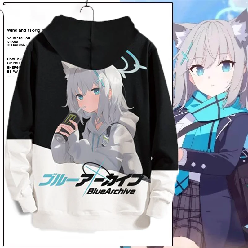 لعبة الأزرق الأرشيف تأثيري هوديس ثلاثية الأبعاد شيروكو طباعة الرجال النساء أنيمي البلوز الخريف/الشتاء جديد هوديي عادية Y2k معطف رياضي