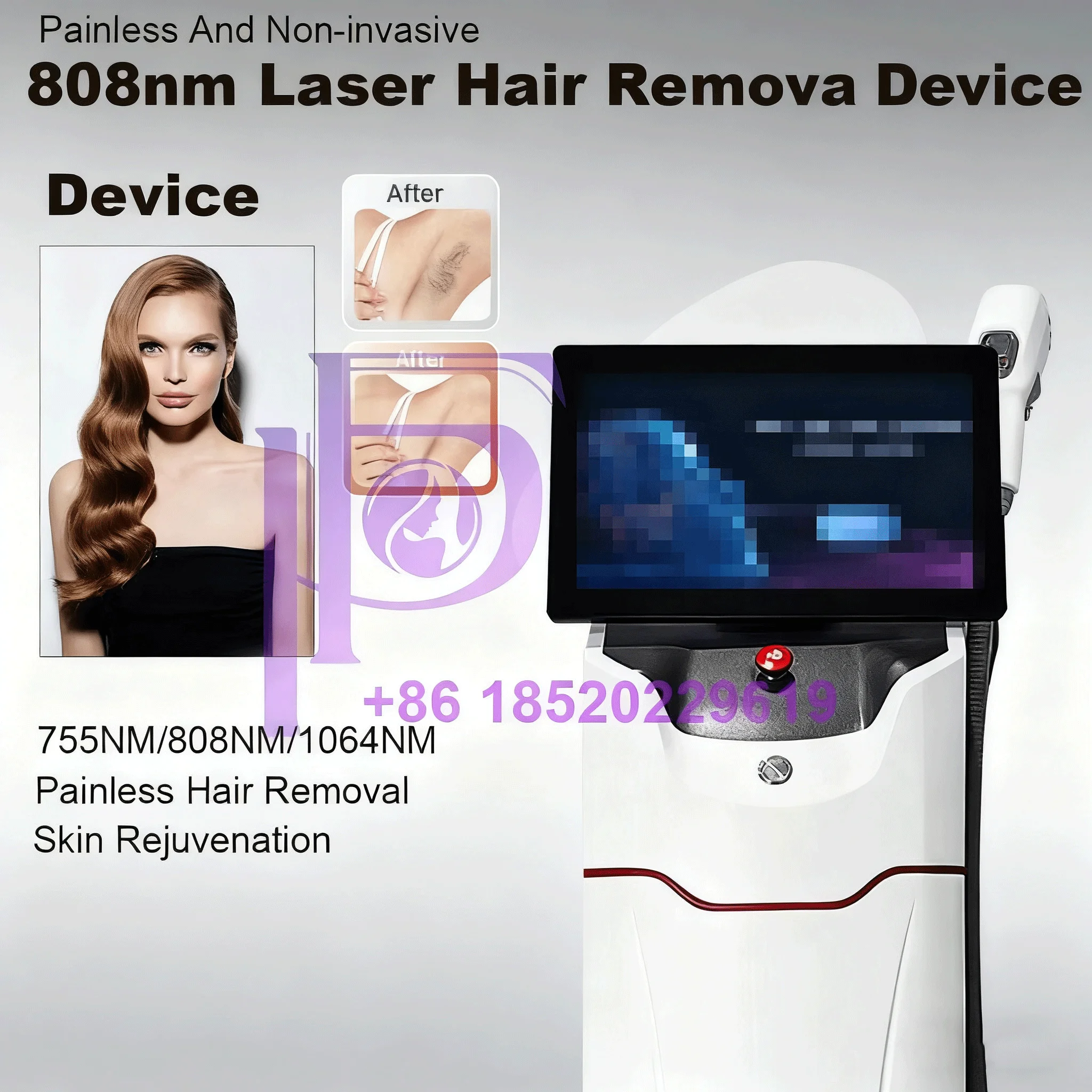 Профессиональный диодный лазерный эпилятор с четырьмя волнами 2025 808 нм/755 нм/1064 нм 3000 Вт, эпилятор с ледяным охлаждением и двойным экраном для использования в салоне