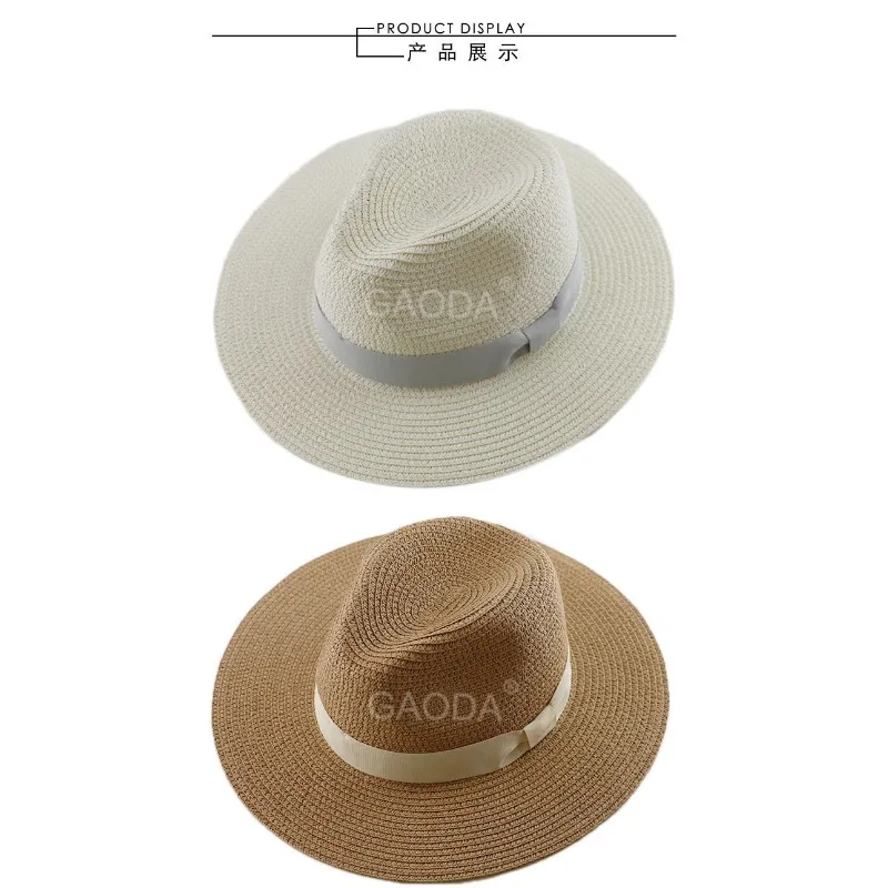 Unisex Summer Large Size Panama Straw Fedora Jazz Wide Brim Sun Hat