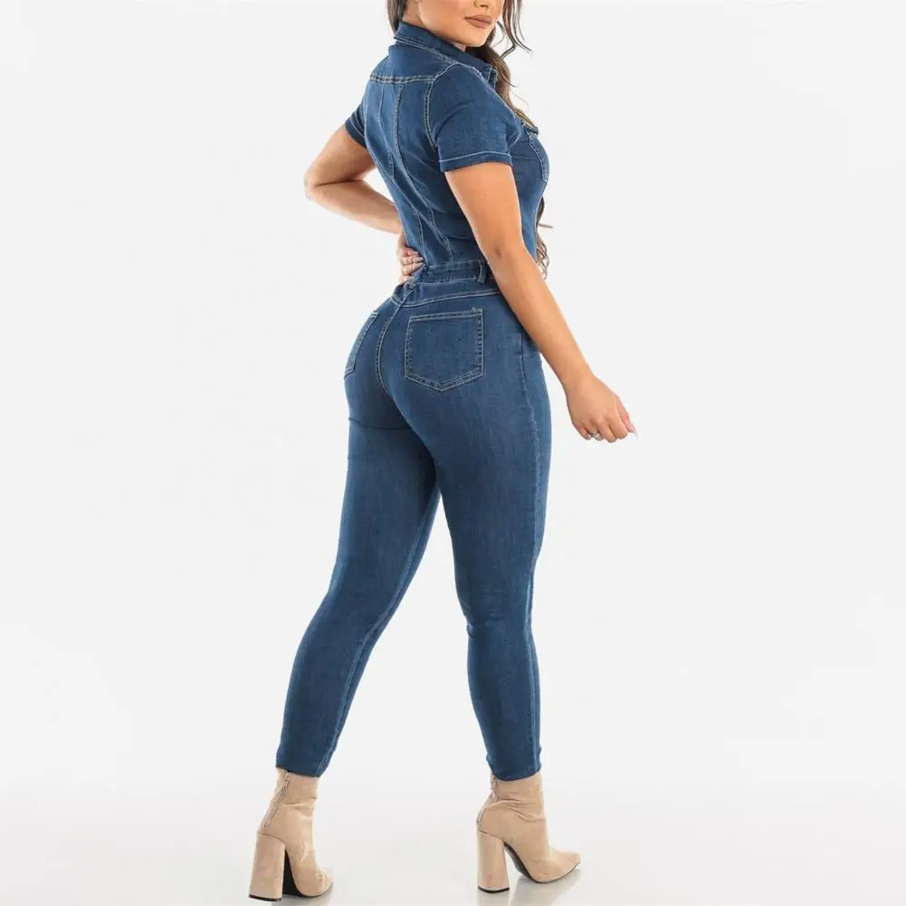 

Jumpsuits Women One Piece Denim Jeans Overalls Sleeveless High Waist Turn Down Collar Wide Leg Long Pants Rompers Summer 2025