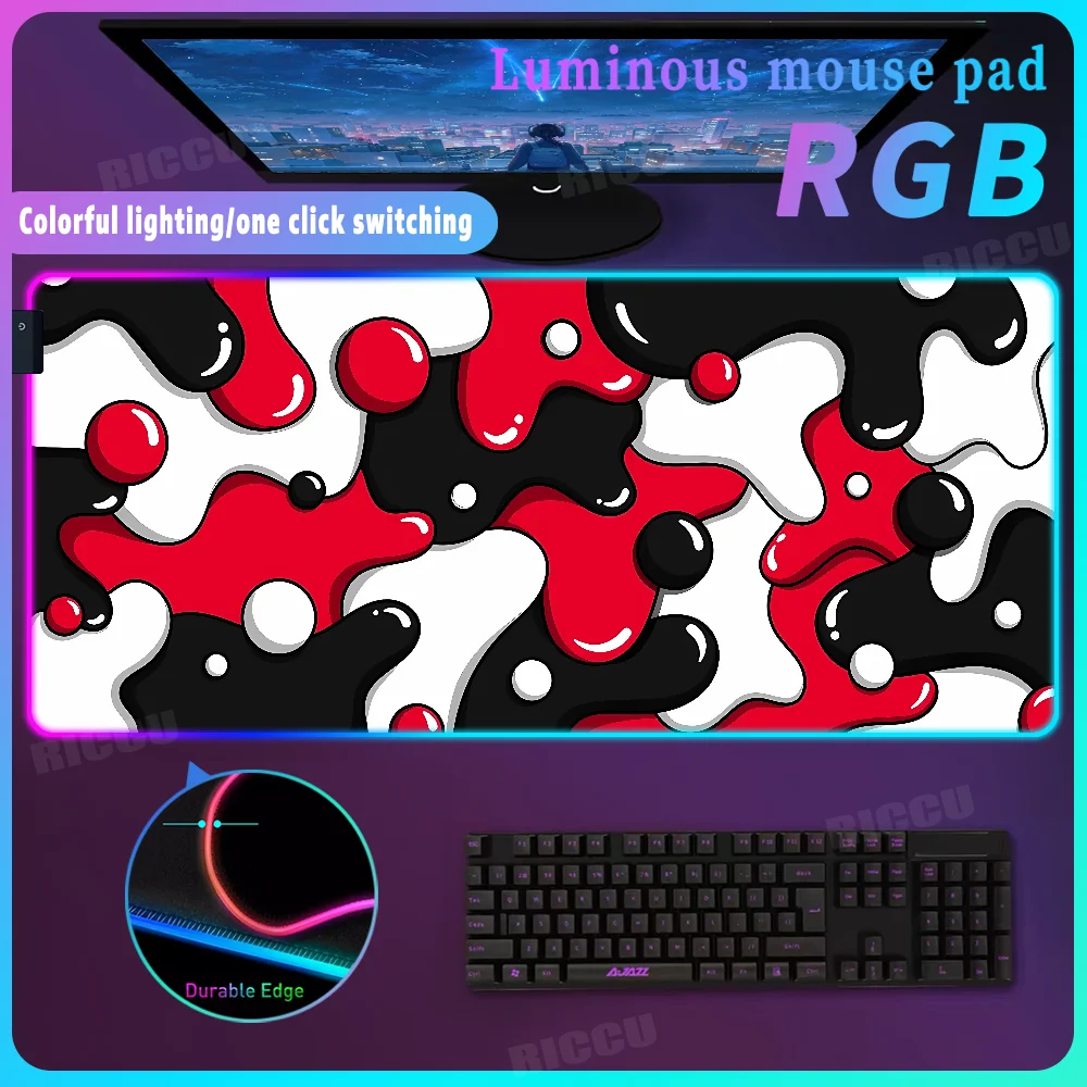 

RGB Strata Liquid mat Mousepad Art rug LED Light Colorful glow Backlight table mat PC Gaming Desk Mat keyboard Pad Abstract mat