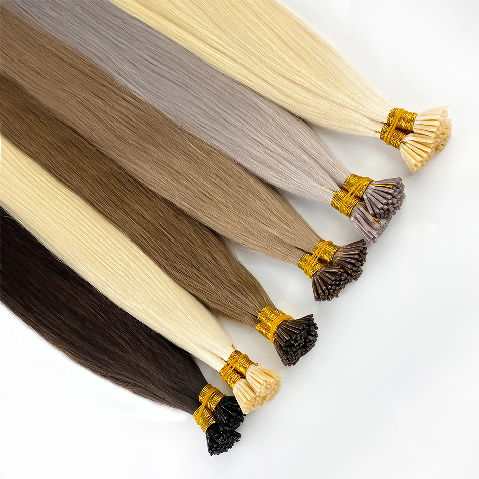Eu ponta extensões de cabelo humano 100% extensões de cabelo reto real cabelo de fusão em massa eu ponta extensões de cabelo natural