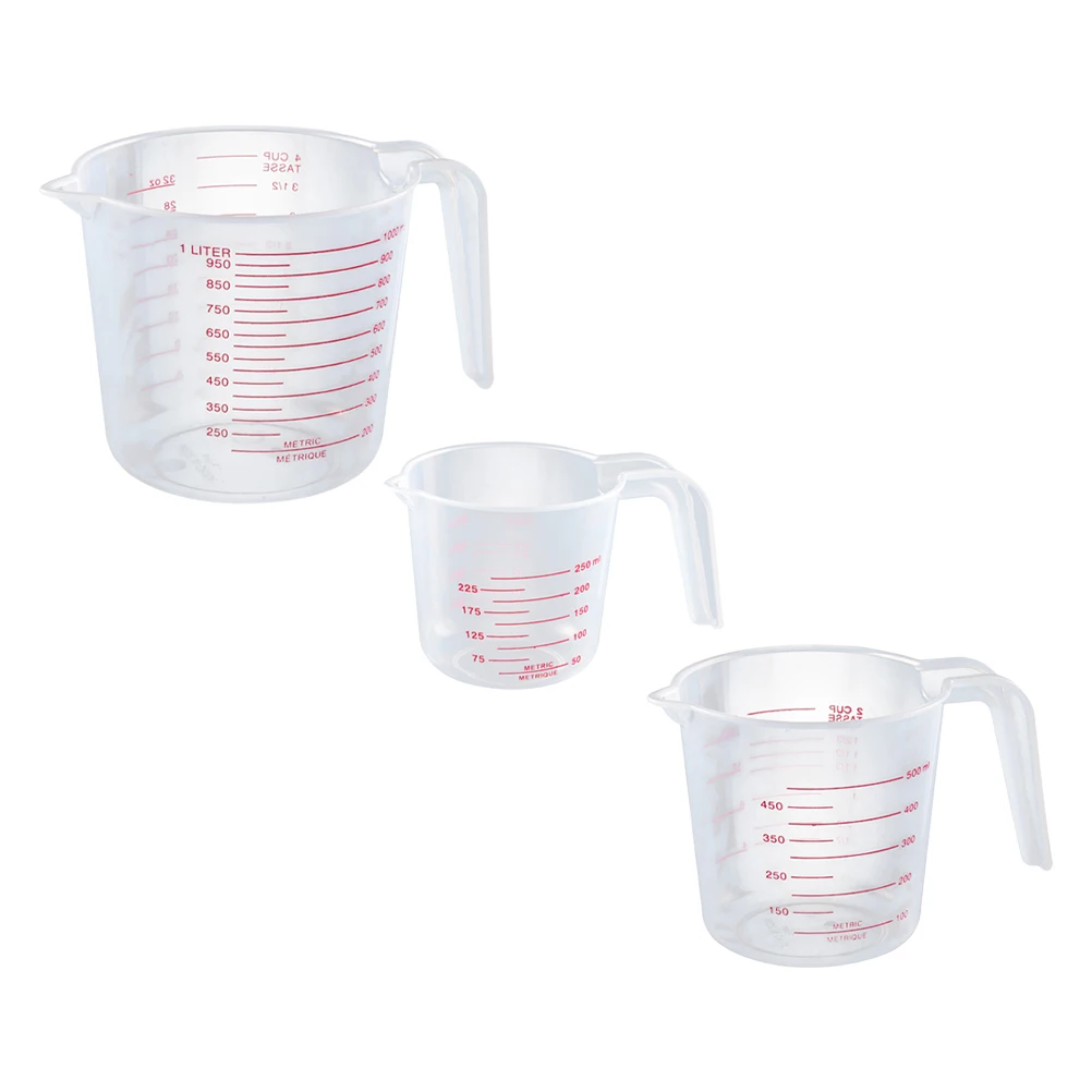 

3 pcs Cup Set Transparent PP Baking Cups Liquid Measure Compact Graceful Baking Measuring Cup Tools