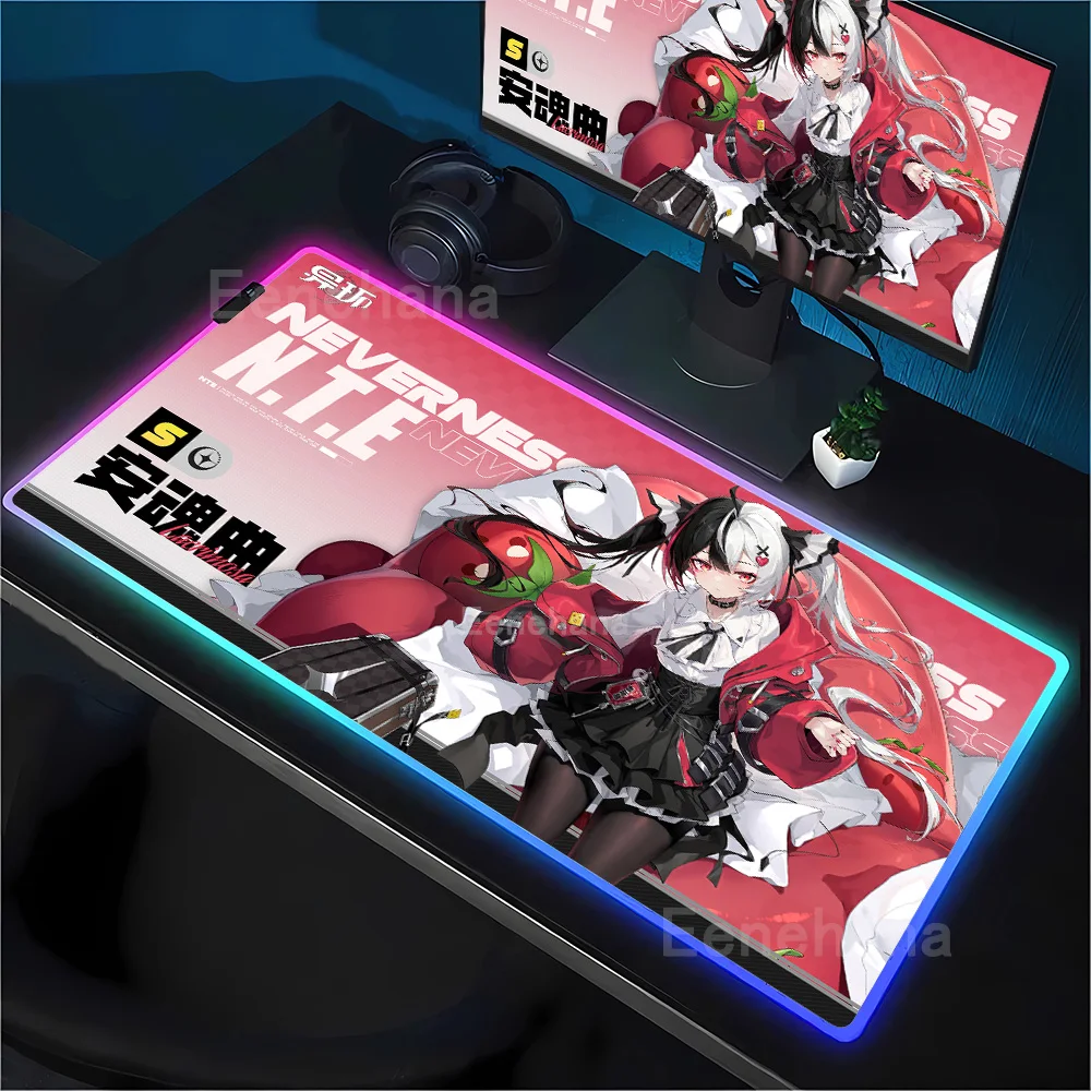 

RGB Mouse Pad Lacrimosa Neverness to Everness NTE Kawaii Anime Girl Rubber Office LED Mousepad PC HD printing backlight Desk Mat