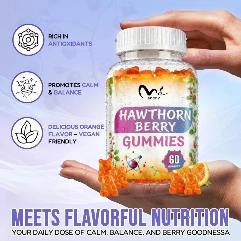 Hawthorn Fruit Gummies 1000mg - Gluten Free Soybeans Non Dairy Products Non 60 Gummies